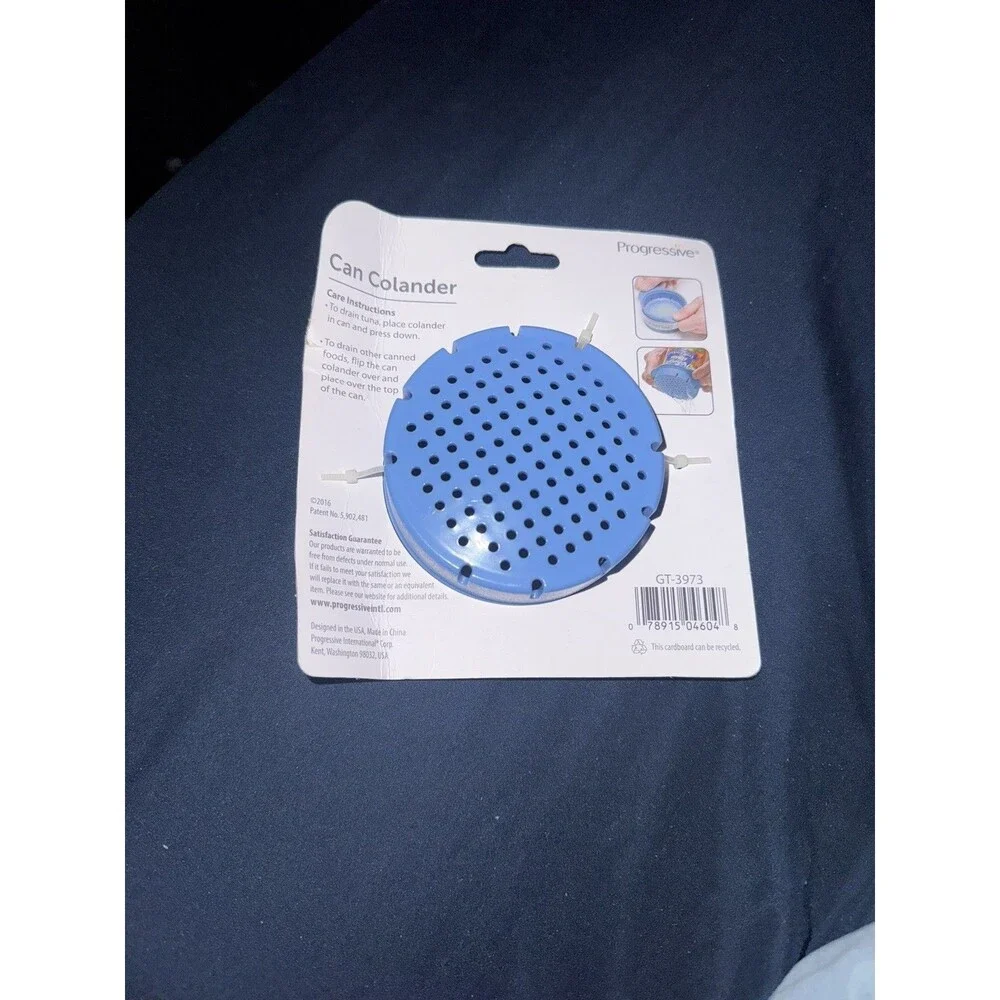 NEW Strainer Can Colander progressive GT-3973 Blue Drain Liquids Canned Food
